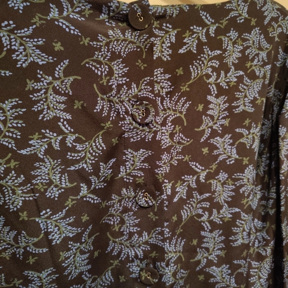 Veronica Beard NWT Blue & Black Floral 100% Silk Clarke Top Sz 14-Cottagecore - Picture 9 of 10